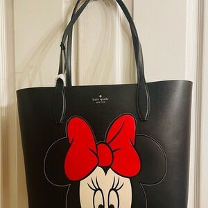 Kate Spade Disney Minnie Mouse Black Tote with Red Bow Design